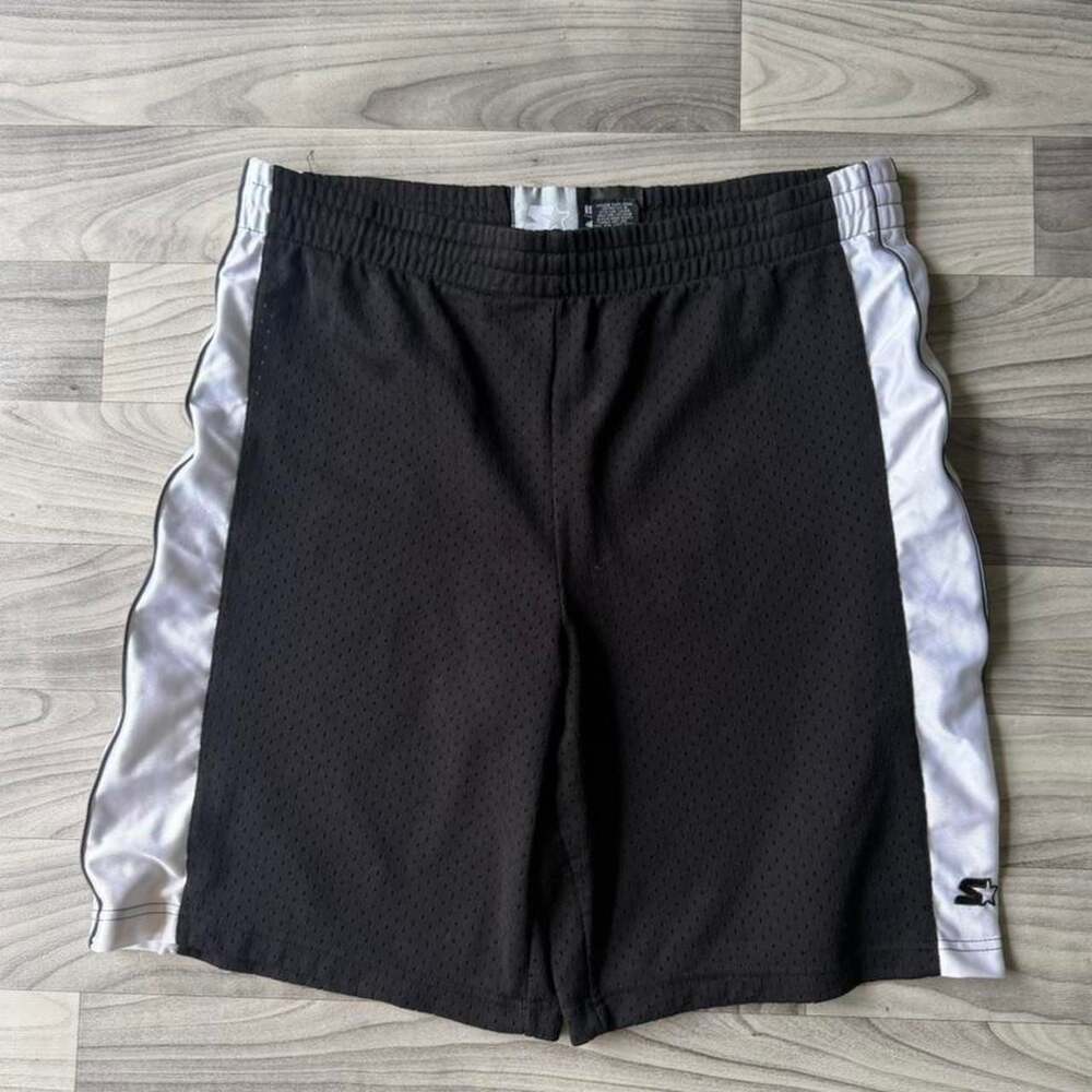 Vintage Y2K Starter Mesh Basketball Shorts Black White Striped Size Large